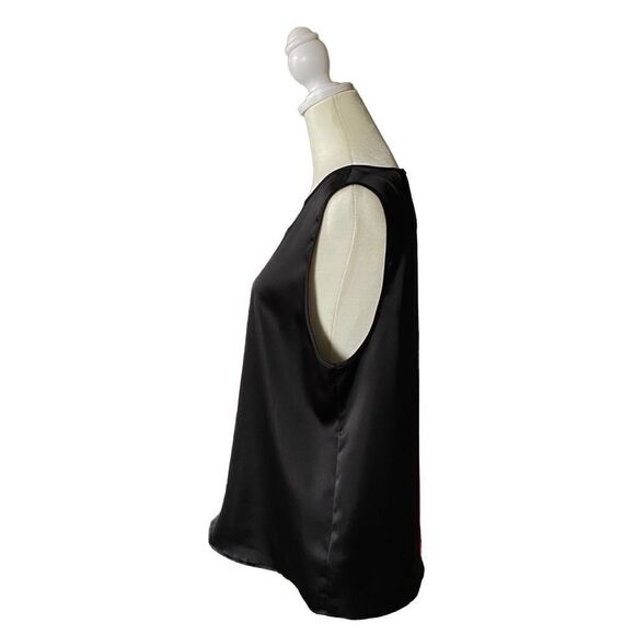 Christian Siriano Black Sleeveless Sheer V-Neck Keyhole Back Blouse Size Large - Picture 3 of 10